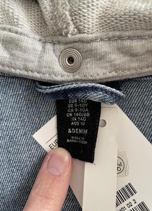 H&amp;m джинсовая куртка с капюшоном и нашивками 9-10 134-140 см4 фото