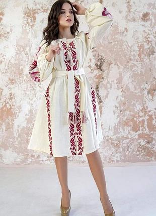 Вишита сукня льон