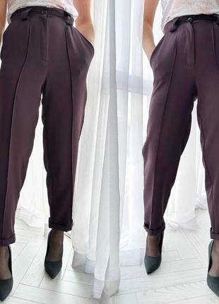 Брюки женские костюмные стильные укороченные костюмные с завышенной талией с карманами размеры 42-48 арт 056