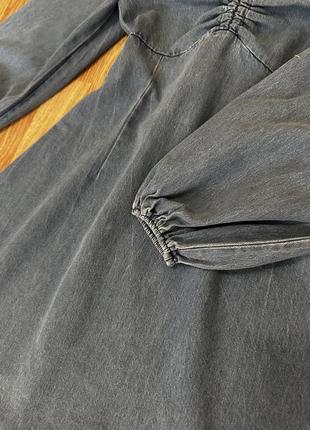 Платье джинс буфы на плечи открытые пышное6 фото