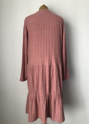 Ярусное трикотажное в рубчик платье красивого цвета c&amp;a, размер xl (до 3xl)5 фото