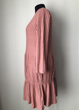 Ярусное трикотажное в рубчик платье красивого цвета c&amp;a, размер xl (до 3xl)4 фото