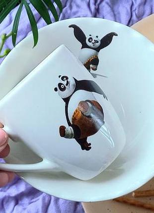 Детская посуда кунг фу панда из 2х предметов - пиала и чашка2 фото