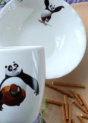 Дитячий посуд кунг фу панда з 2 предметів — піала та чашка1 фото