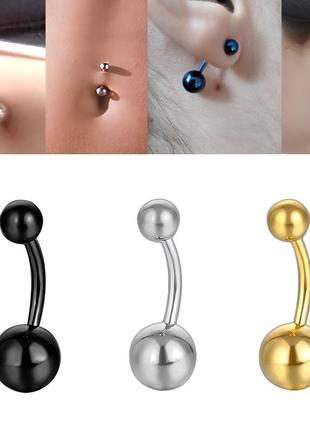 Сережки для пірсингу пупка, вух з медичної сталі, діаметри кульок 5 мм і 8 ​​мм1 фото