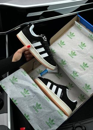 Кросівки adidas originals campus black white gum8 фото