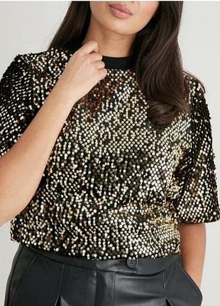 Стильна велюрова блузка із паєтками tu