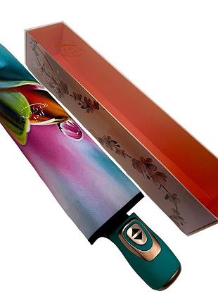 Женский зонт-автомат в подарочной упаковке на 9 спиц с цветочным принтом от frei...