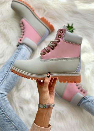 Timberland pink grey 🆕 шикарные осенние ботинки тимберленд 🆕 купить наложенный платёж2 фото