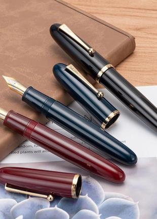 Ручка пір’яна jinhao 9019 dadao чорного кольору, перо середньої товщини лінії (medium nib)10 фото