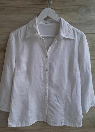 Белая рубашка лен 100% льняная рубашка