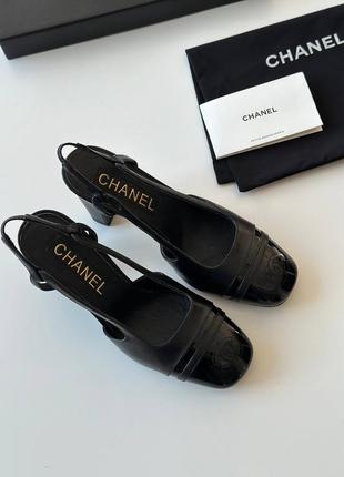 Черные кожаные босоножки туфли в стиле chanel2 фото