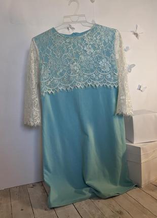 Сукня трапеція з мереживом вільна пряма коротка рукав мереживо міні плаття3 фото