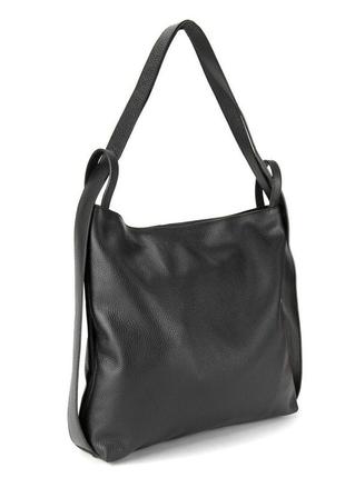 Шкіряна чорна сумка шоппер firenze italy f-it-7620a2 фото