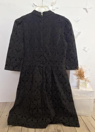 Пишне плаття вільне трапеція мереживо з коротким рукавом з кольє в квітковий принт3 фото