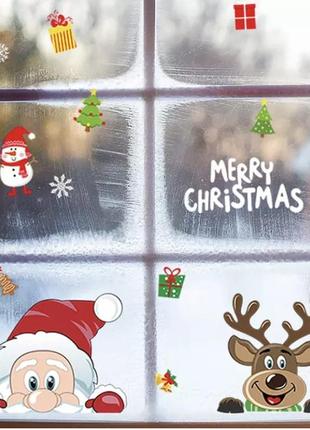Наклейки новогодние "дед мороз" (санта-клаус)- размер стикера 20*30см, силикон5 фото