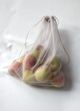 Еко торбинки для продуктів, мішечки для покупок овочів, фруктів, сіточки фруктівки, багаторазові пакети, шопери, торби мішки авоськи4 фото