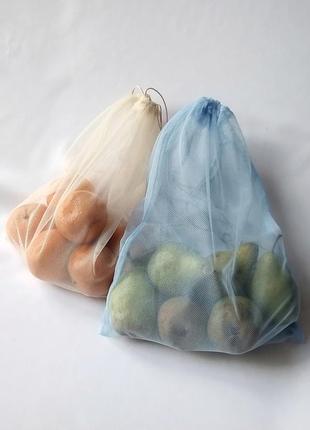 Еко торбинки для продуктів, мішечки для покупок овочів, фруктів, сіточки фруктівки, багаторазові пакети, шопери, торби мішки авоськи3 фото