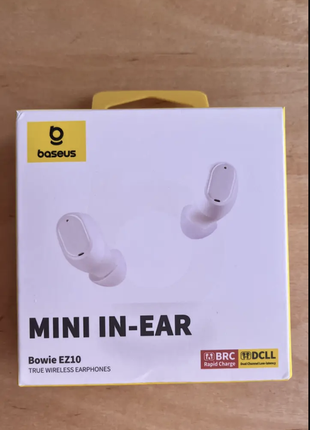 Бездротові навушники baseus bowie ez10 white tws bluetooth 5.3