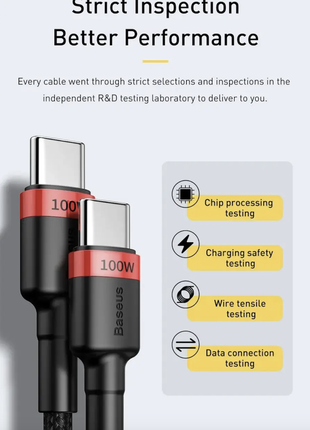Baseus. кабель usb type c до usb c, 100 вт/5a pd, швидке заряджан