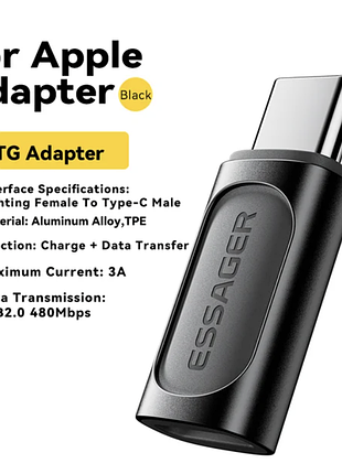 Адаптер essager lighting to type c, pd 20 вт. швидке заряджання д