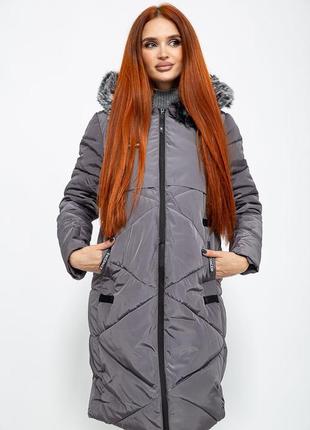 Тепла жіноча курточка-міді на сезон осінь/зима. колір сірий1 фото