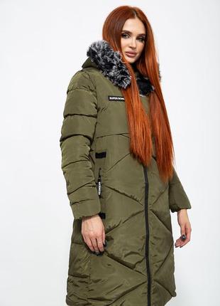 Тепла жіноча курточка-міді на сезон осінь/зима. колір хакі1 фото
