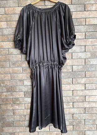 Серое шелковое платье миди nicole farhi8 фото