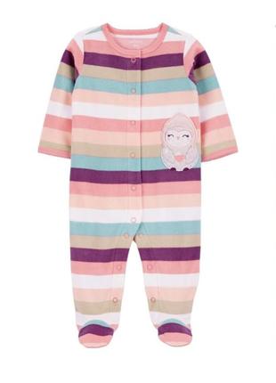 Флисовый слип человечек пижама для девочки на 3м, 6м, 9м, 62см, 68см, 72см