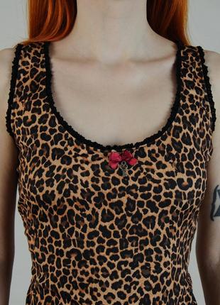 Топ леопардовий принт майка підвіска ключ кдючик бант бантик тваринний малюнок футболка y2k5 фото
