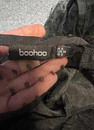 Boohoo шикарна блуза сітка сітчаста з рюшами6 фото