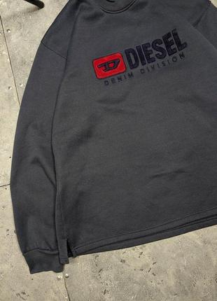 Вінтажний світшот diesel denim division big logo велюровий логотип великий як fila champion stussy nike adidas ralph lauren нейлон світер худі3 фото