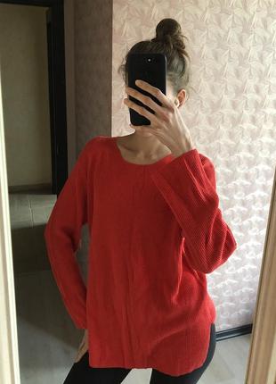 Червоний светер красный свитер лонгслив1 фото