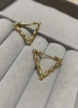 Сережки трикутник медзолото1 фото