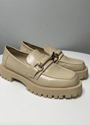 Лоферы zara натуральная кожа