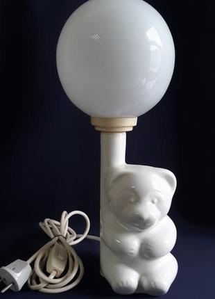 Лампа-статуетка світильник настільний порцеляновий ведмедик