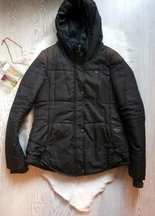 Черная короткая куртка деми или еврозима с кожаными вставками кожзам пуховик пальто cropp town