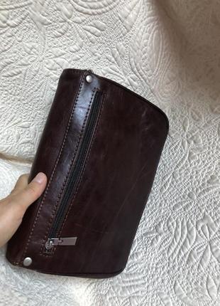 Добротная статусная кожаная сумка барсетка, натуральная кожа, иран