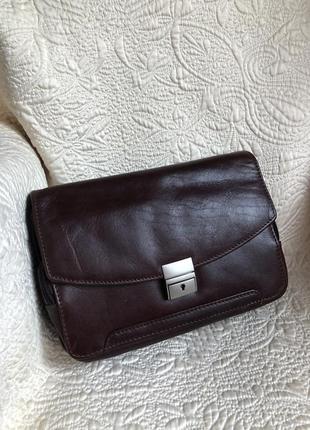 Добротная статусная кожаная сумка барсетка, натуральная кожа, иран