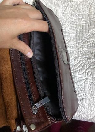 Добротная статусная кожаная сумка барсетка, натуральная кожа, иран6 фото