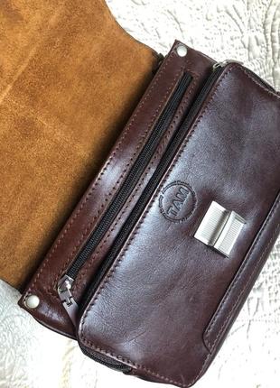 Добротная статусная кожаная сумка барсетка, натуральная кожа, иран