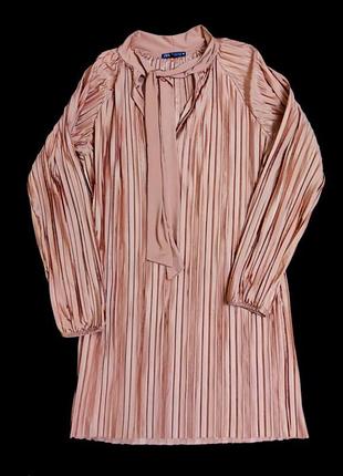 Zara пудрово розовое платье плиссе свободногокроя /9383/6 фото