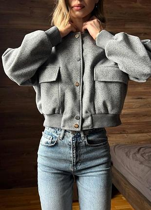 Бомбер жіночий кашеміровий колір сірий