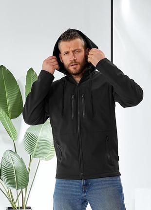 Мужская куртка ветровка tailer, из ткани soft shell капюшоном и подкладкой3 фото
