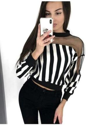 🖤🤍блузка из шифона с сеткой
