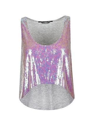 Фирменная майка топ блестящая с пайетками guess