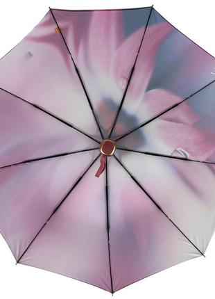 Женский зонт полуавтомат на 9 спиц с цветочным принтом от frei regen, розовая ручка, 09085-34 фото