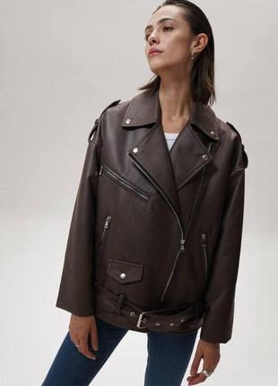 Косуха oversize женская коричневая