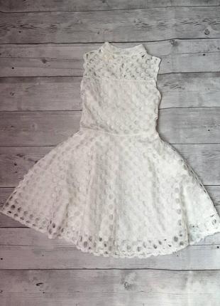 Кружевное платье трапеция клеш пышное платье коктейльное без рукавов под шею вырезы