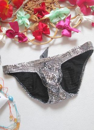 Шикарные трусы в серебристый змеиный принт kylie 💖🌺💖